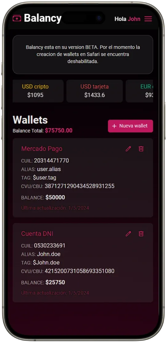 Balancy, full-stack project developed by Nacho.dev.