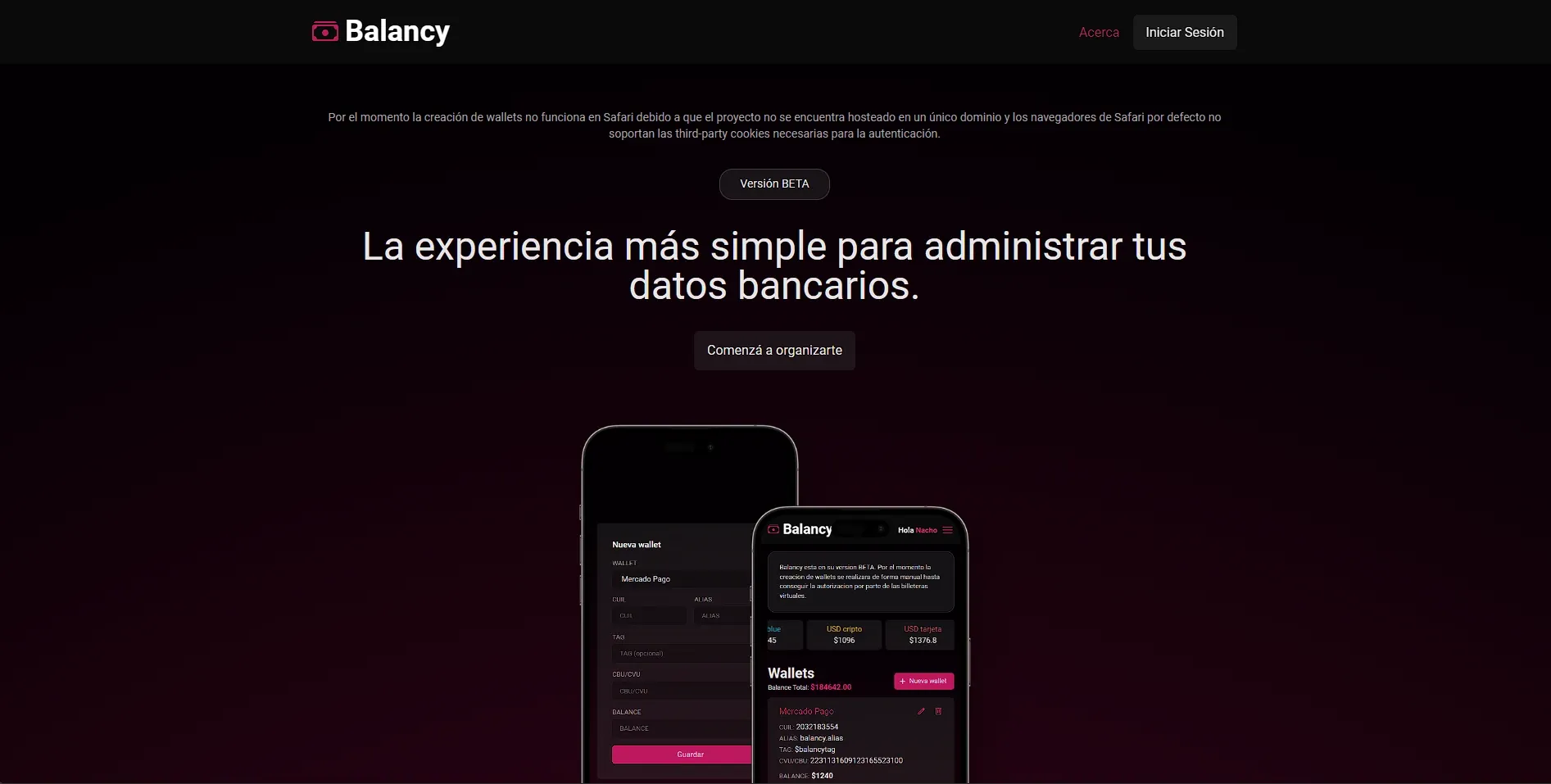 Balancy, full-stack project developed by Nacho.dev.